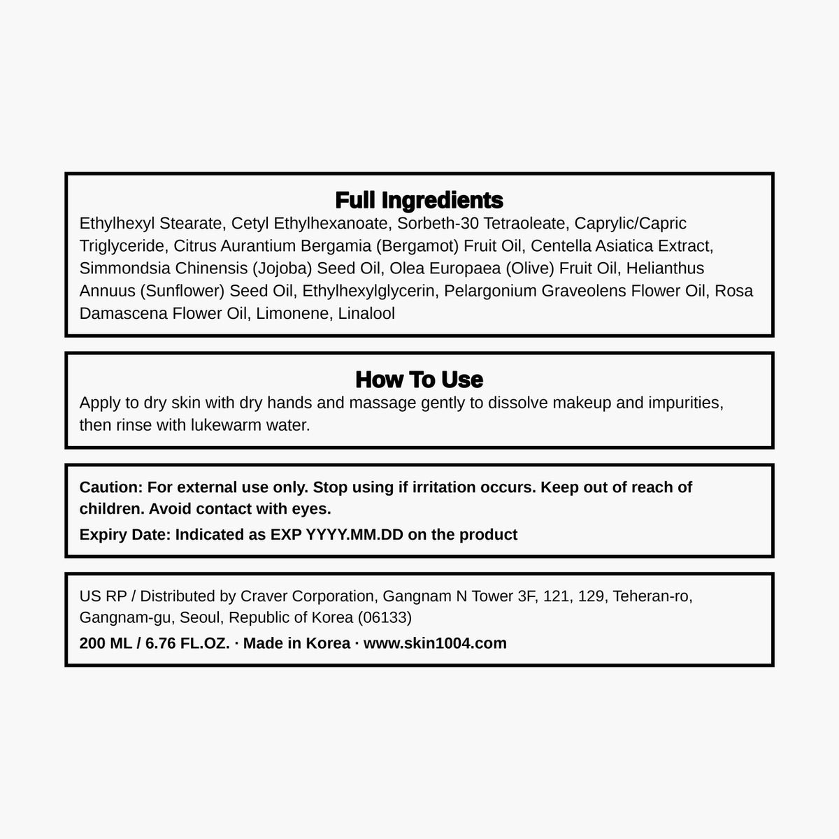SKIN1004 - Madagascar Centella Light Cleansing Oil 200ml