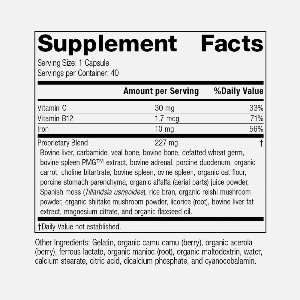 Standard Process Inc. Ferrofood Iron 10mg with Vitamin C & B12 40 Capsules