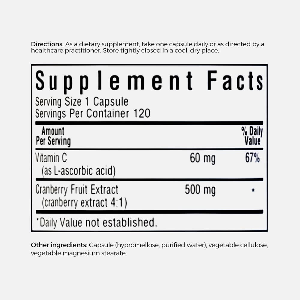 Cranberry Fruit Extract 500mg - 60 Vegetable Capsules