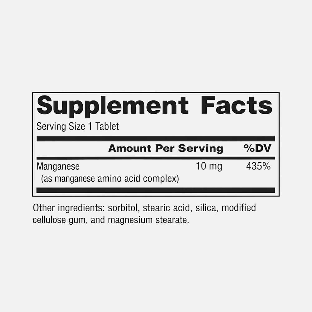 Manganese Amino Acid Chelate 15mg - 250 Tablets