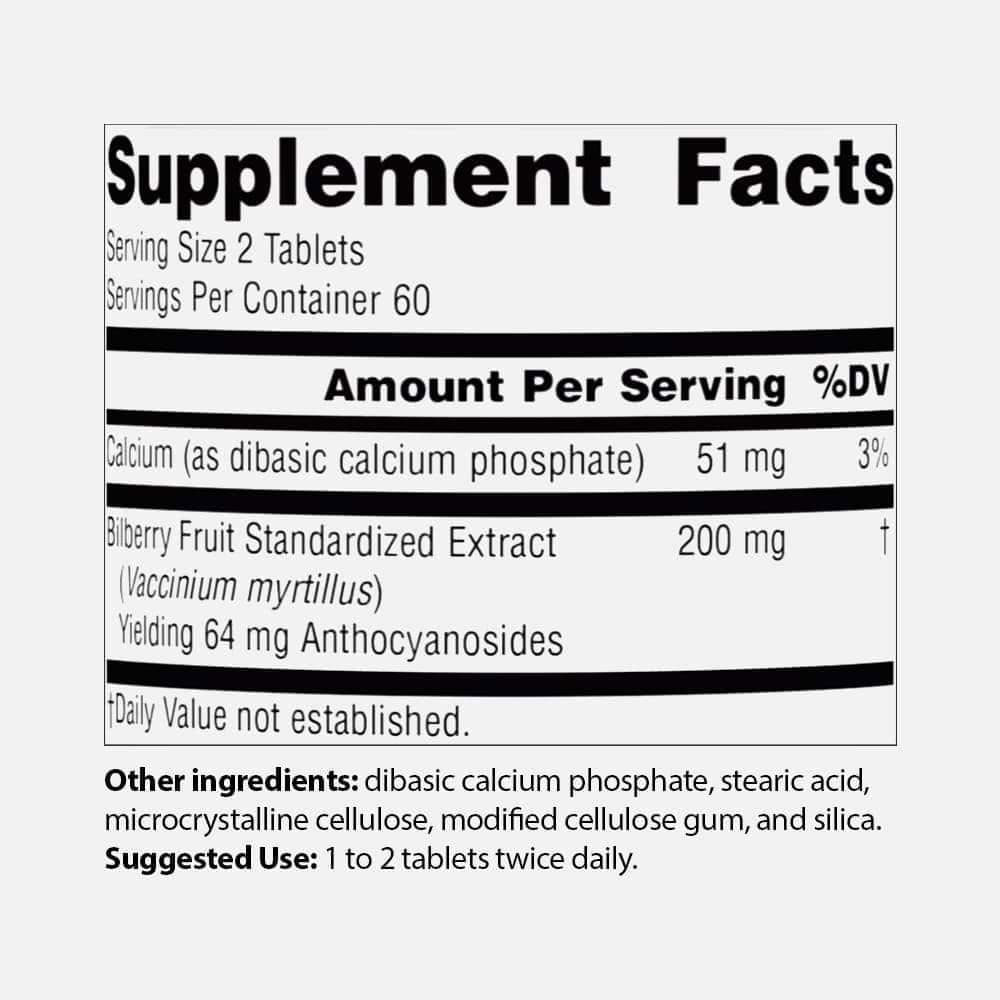 Bilberry Extract 100mg - 120 Tablets