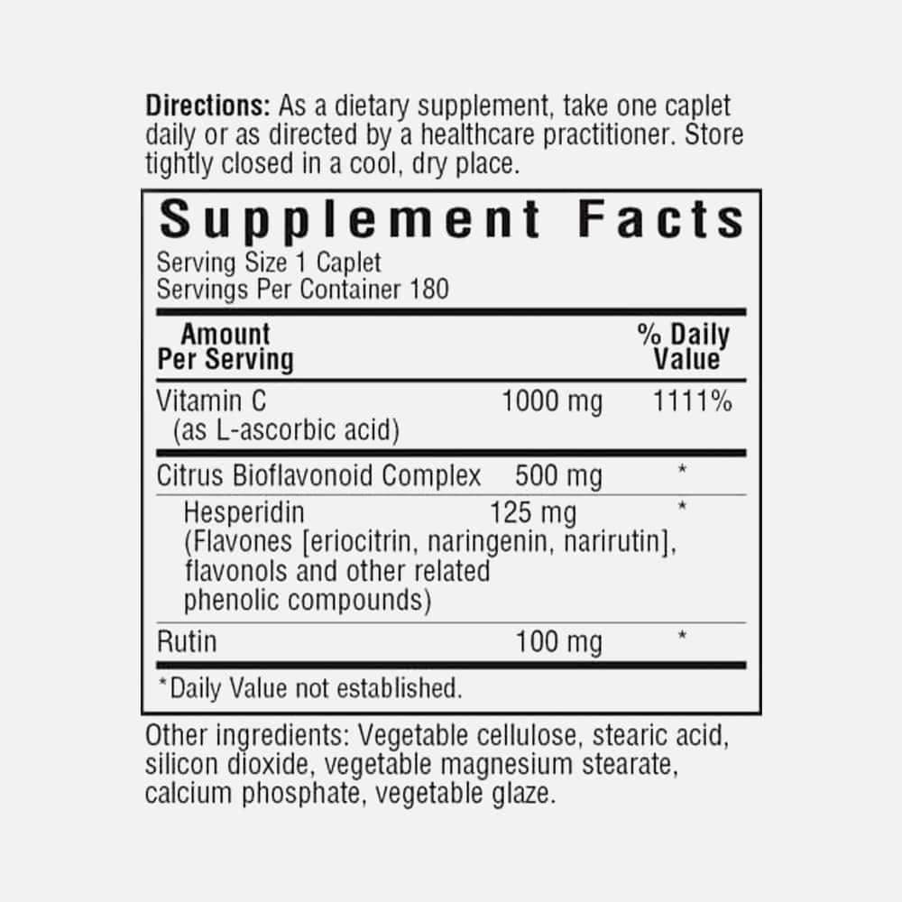 Vitamin C 1000mg Plus Bioflavonoids 500mg - 180 Caplets