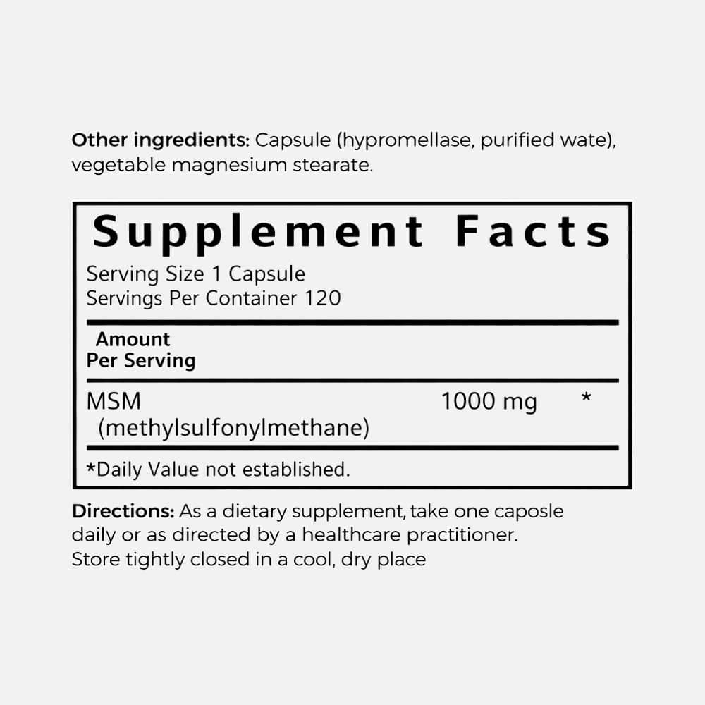 MSM (OptiMSM) 100mg - 120 Vegetable Capsules