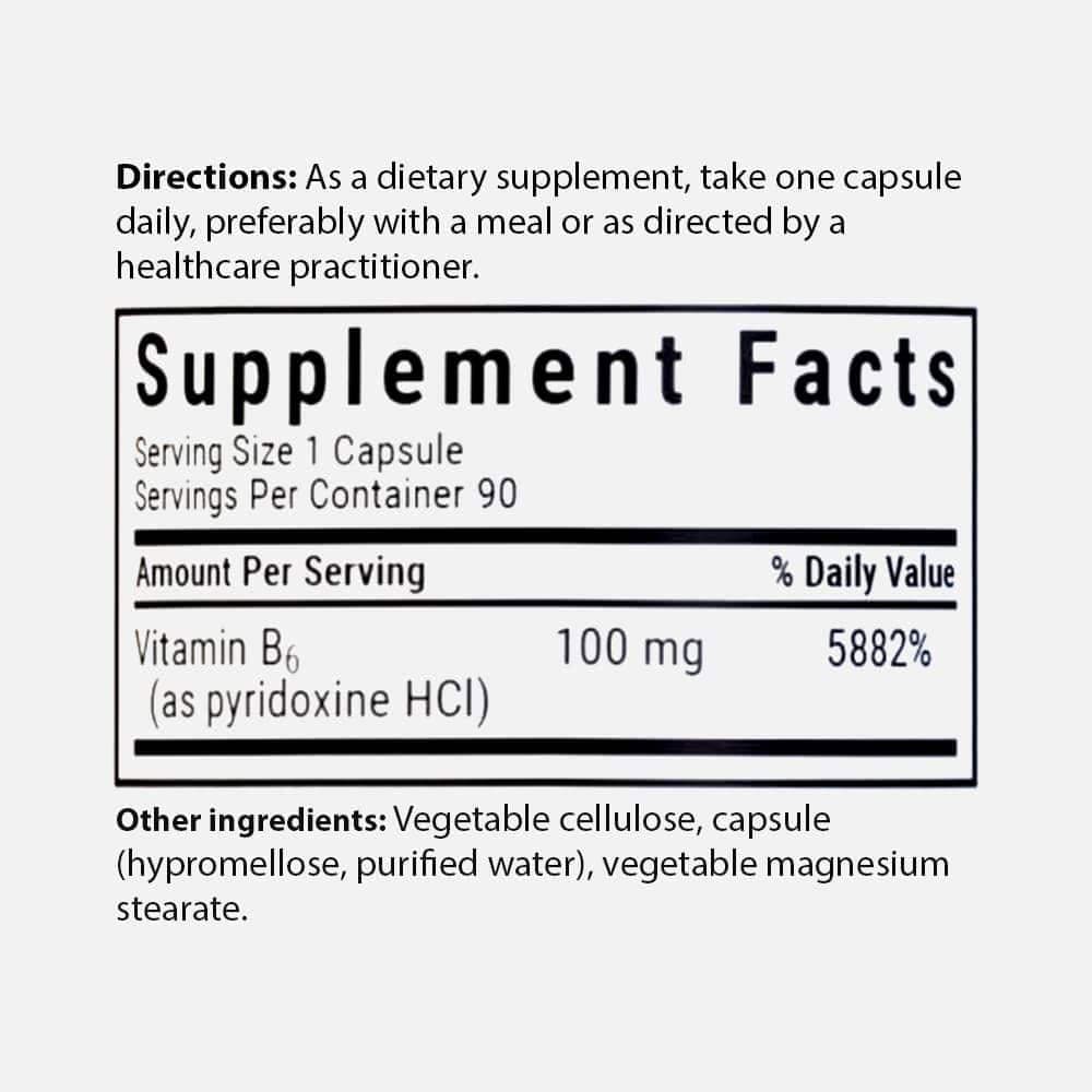 Vitamin B6 100mg - 90 Vegetable Capsules