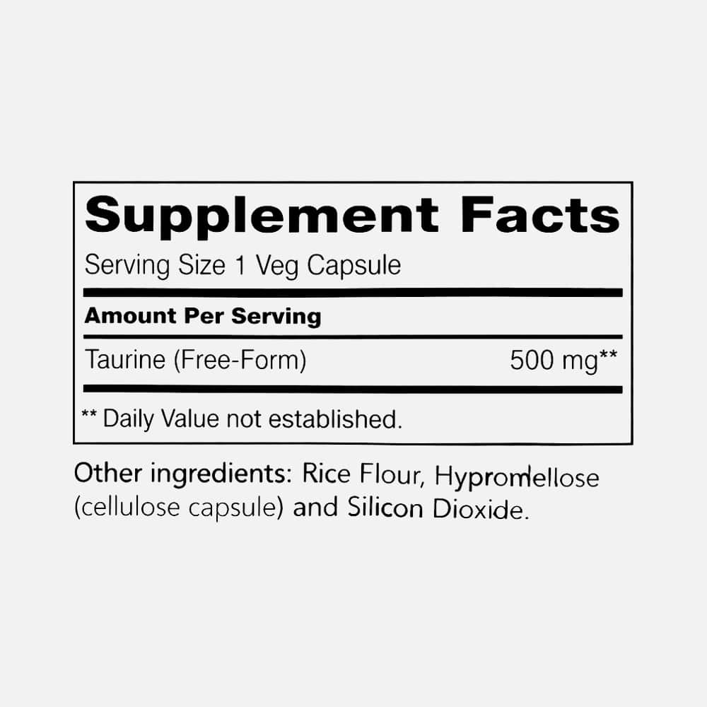 Taurine 500mg - 100 Veg Capsules