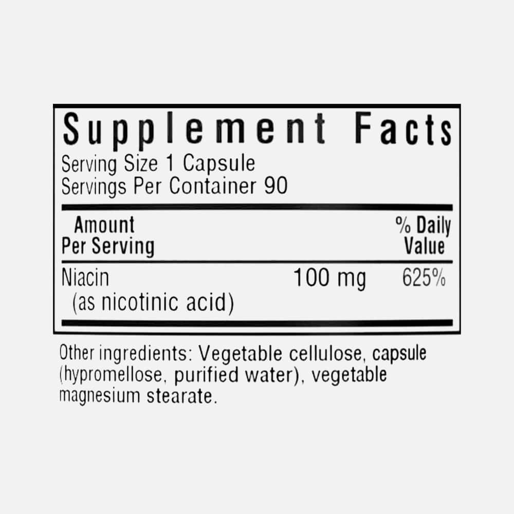 Niacin (Vitamin B3) 100mg - 90 Vegetable Capsules