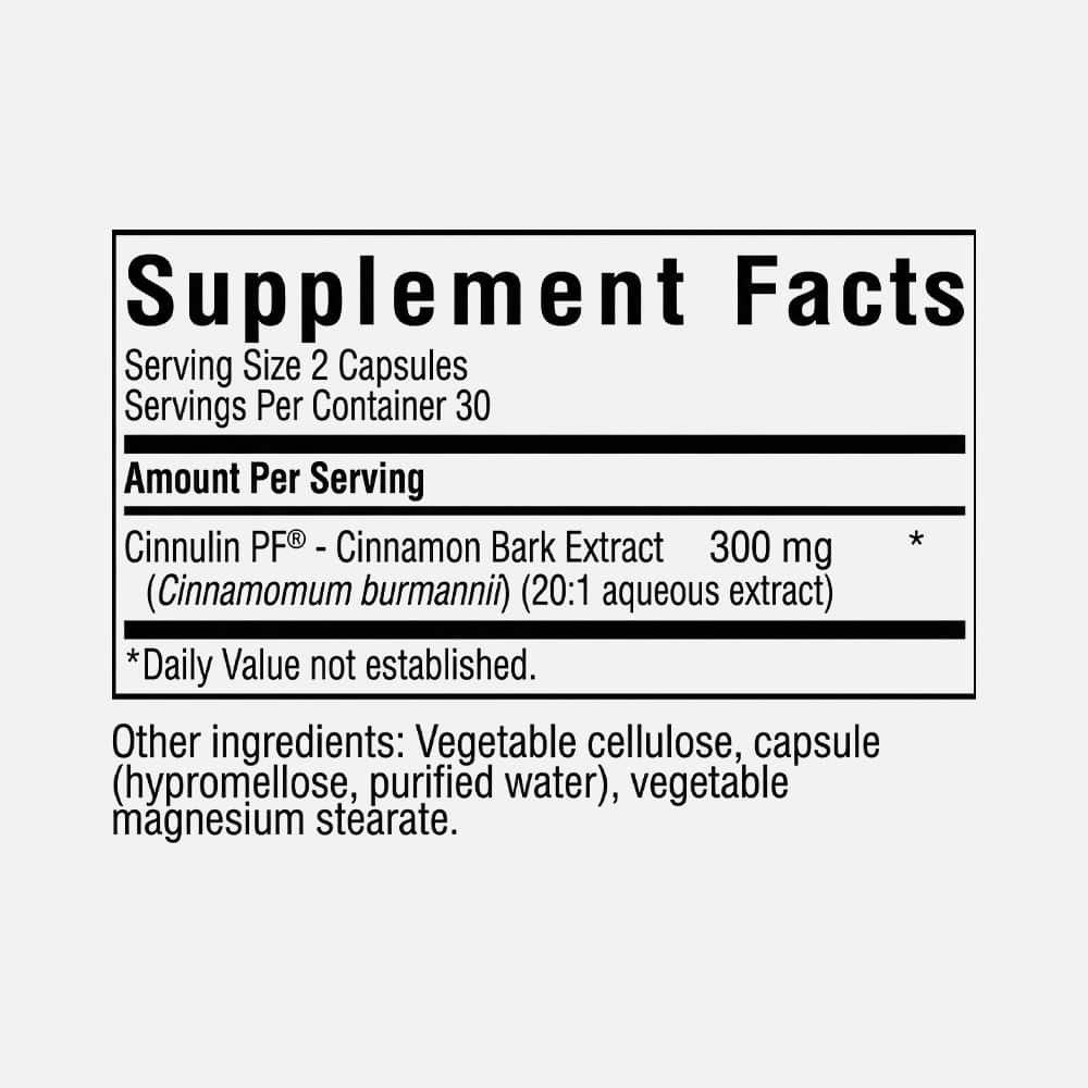 Cinnulin PF Cinnamon Bark Extract 300mg - 60 Veg Capsules