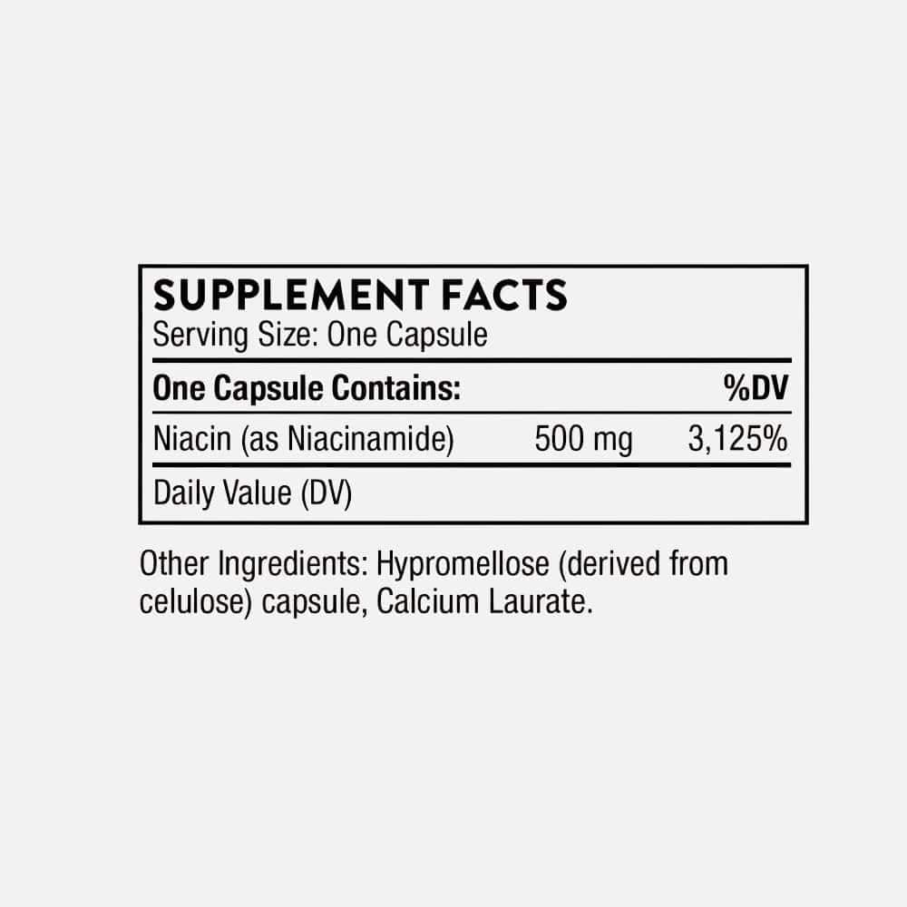 Niacinamide (Vitamin B3) 500mg - 180 Capsules