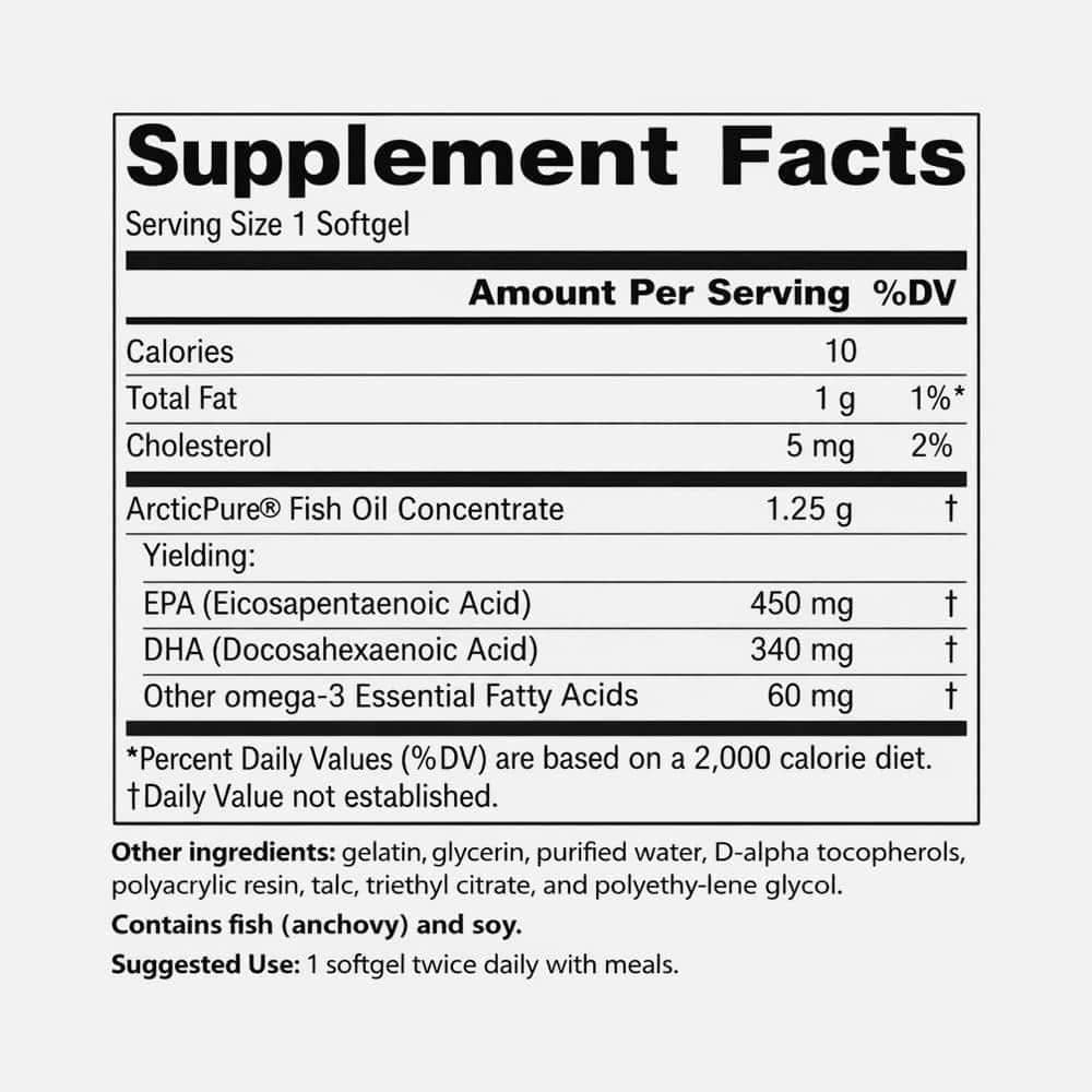 ArcticPure Omega-3 Fish Oil 850mg - 60 Softgels