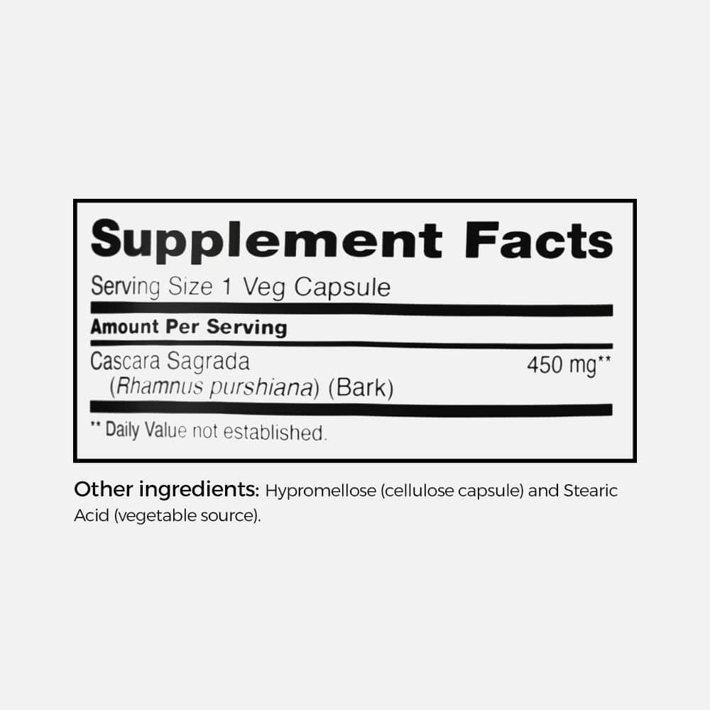 Cascara Sagrada 450mg - 250 Veg Capsules