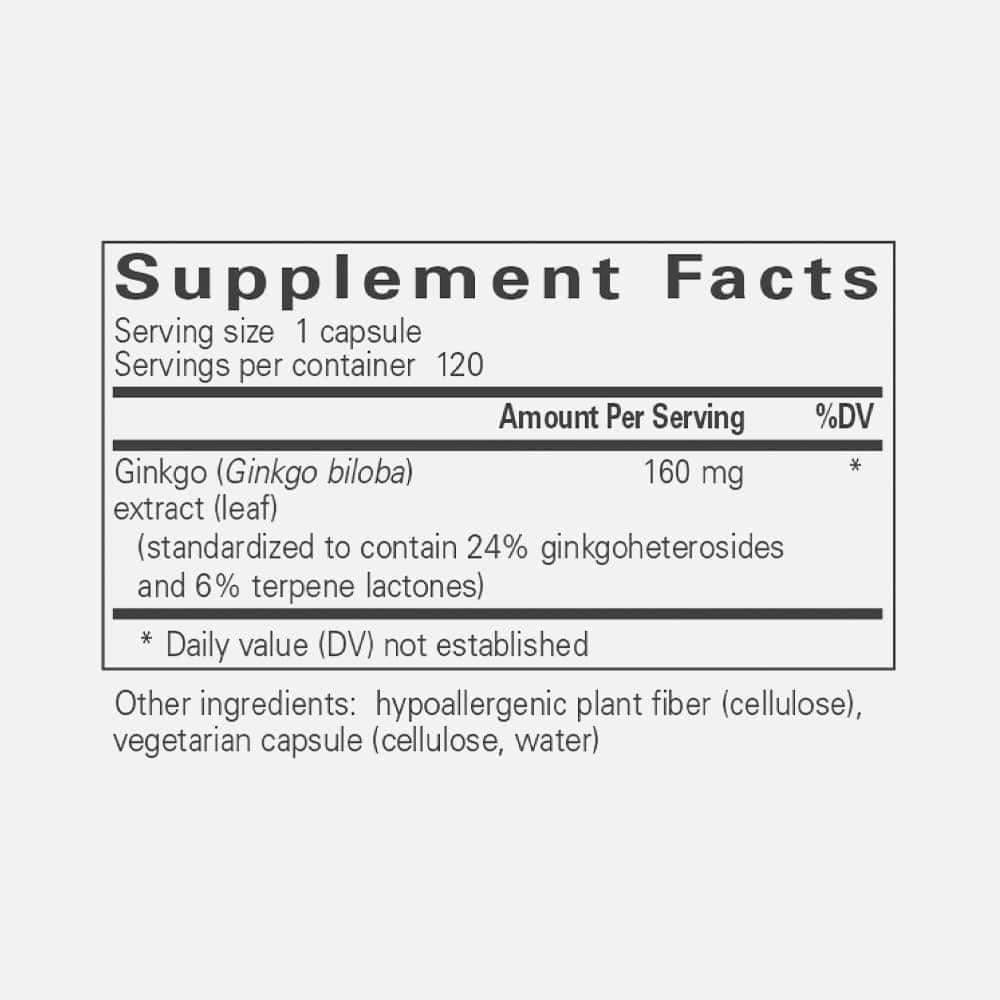 Ginkgo Biloba 160mg - 120 Capsules