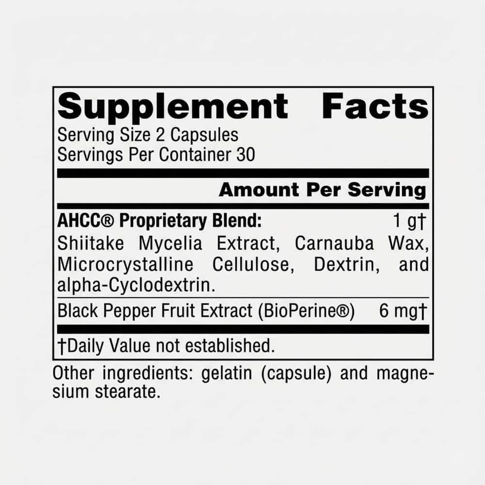 AHCC with BioPerine 500mg - 60 Capsules
