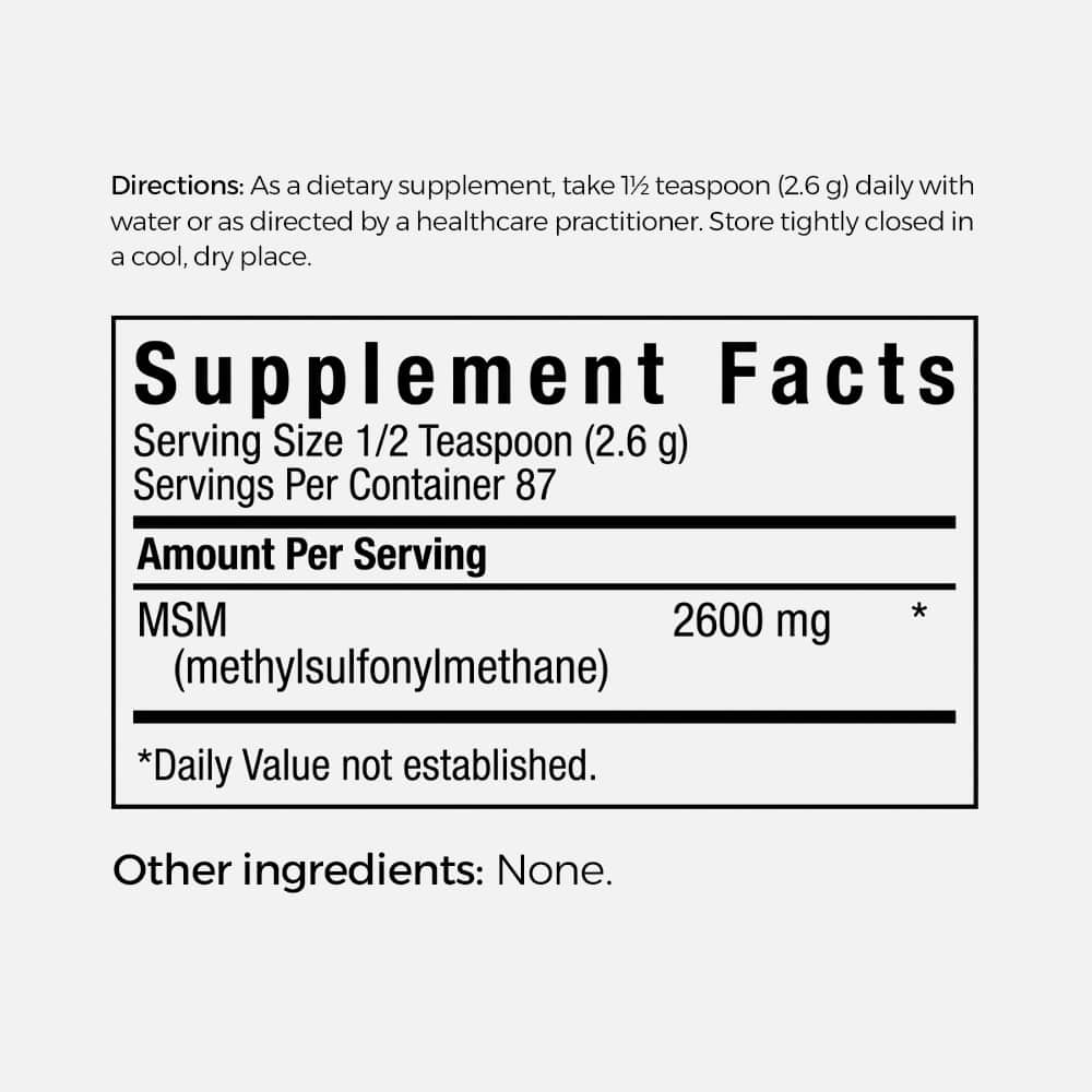 MSM Powder 2600mg (OptiMSM) - 8 oz Powder