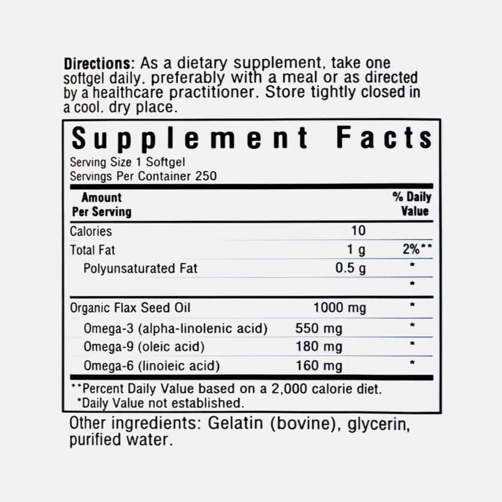 Flax seed Oil 1000mg - 250 Softgels