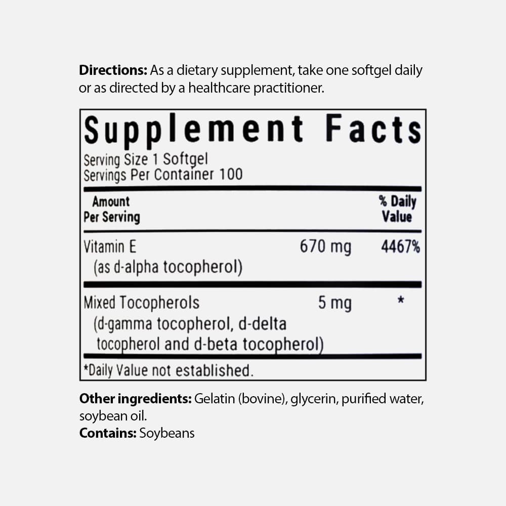 Vitamin E 1000 IU (Mixed Tocopherols) - 100 Softgels