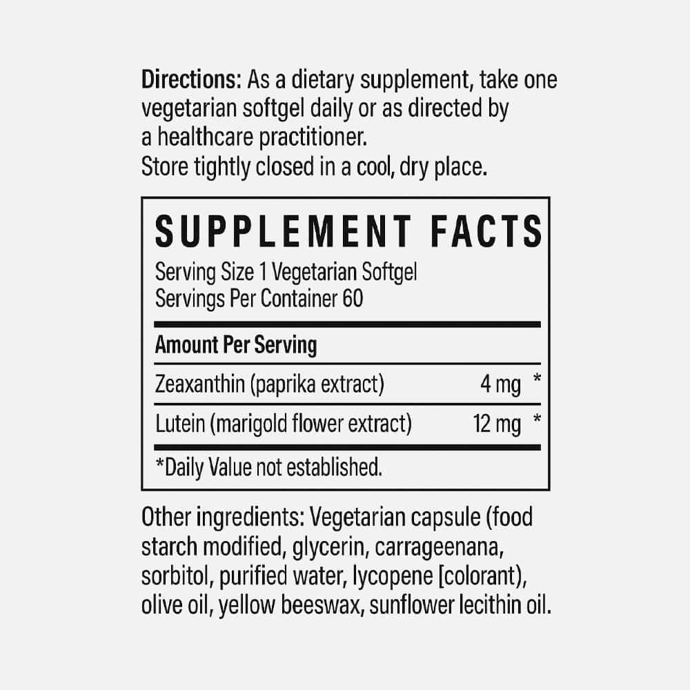 Lutein 12mg & Zeaxanthin 4mg - 60 Softgels