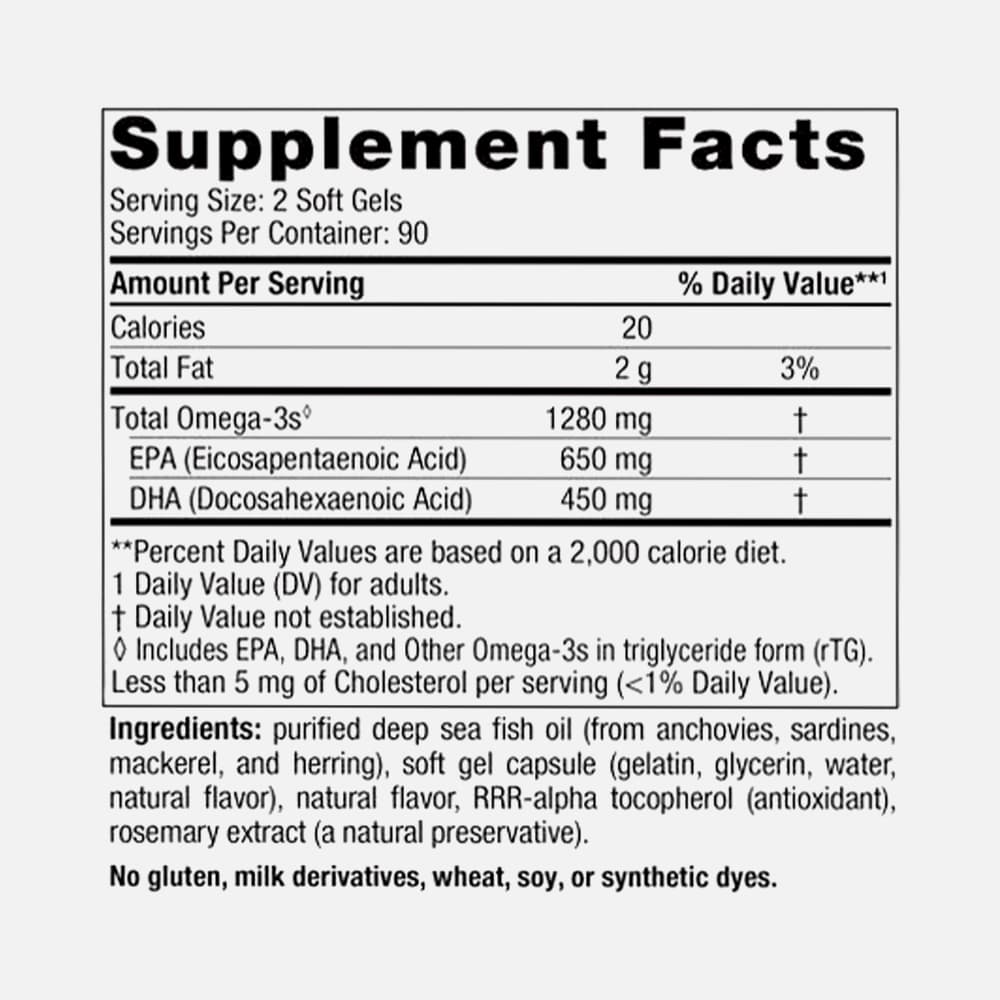 Ultimate Omega Fish Oil 1280mg - 180 Soft Gels (Lemon)