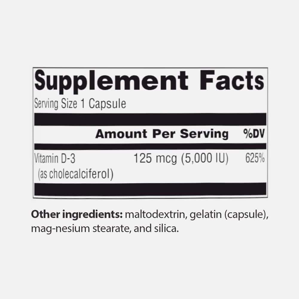 Vitamin D-3 5000 IU - 240 Capsules