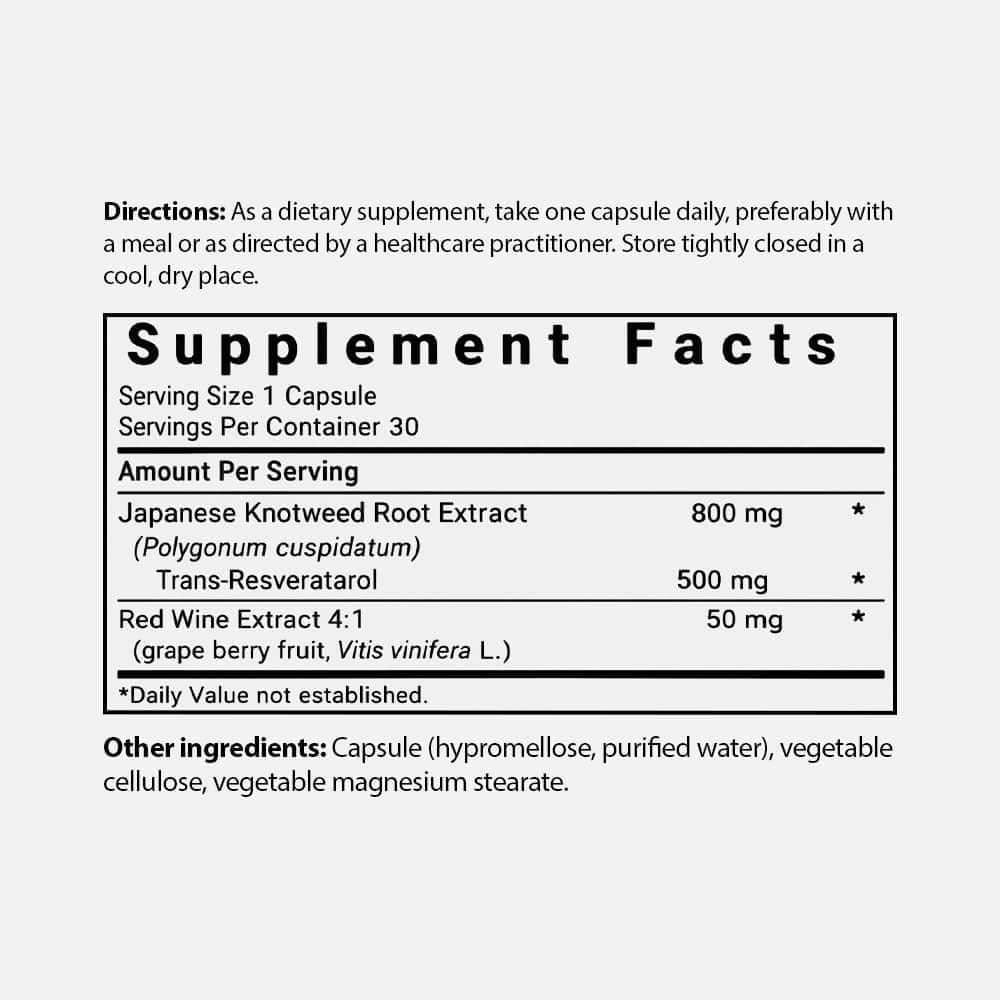 Resveratrol 500mg - 30 Vegetable Capsules