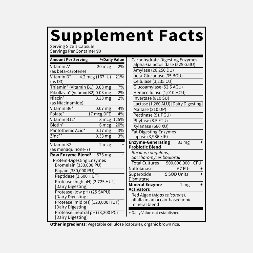 RAW Enzymes for Men with Probiotics - 90 Capsules