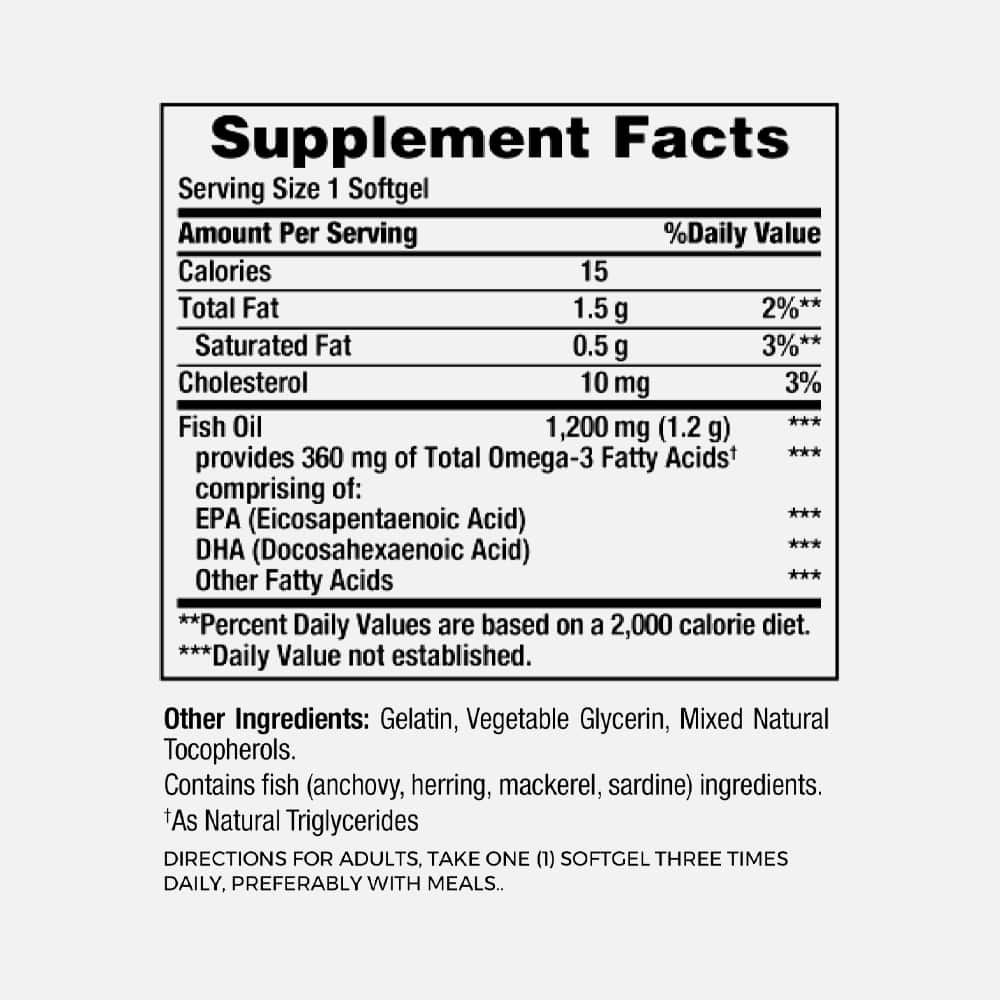 Fish Oil 1200mg - 360 Rapid Release Softgels