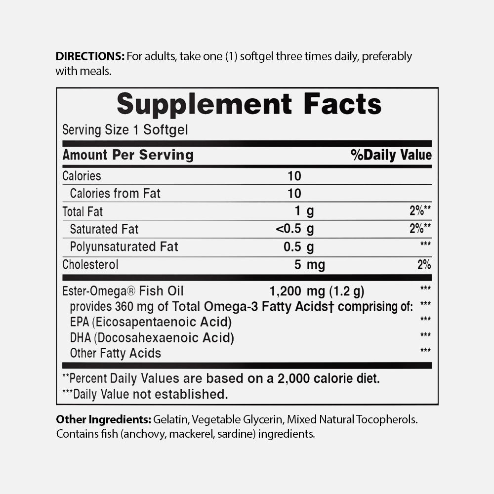 Omega-3 Fish Oil 1200mg - 200 Softgels