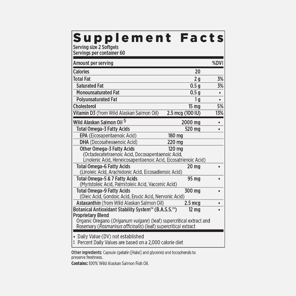 Wholemega Wild Alaskan Salmon Oil 2000mg - 180 Softgels