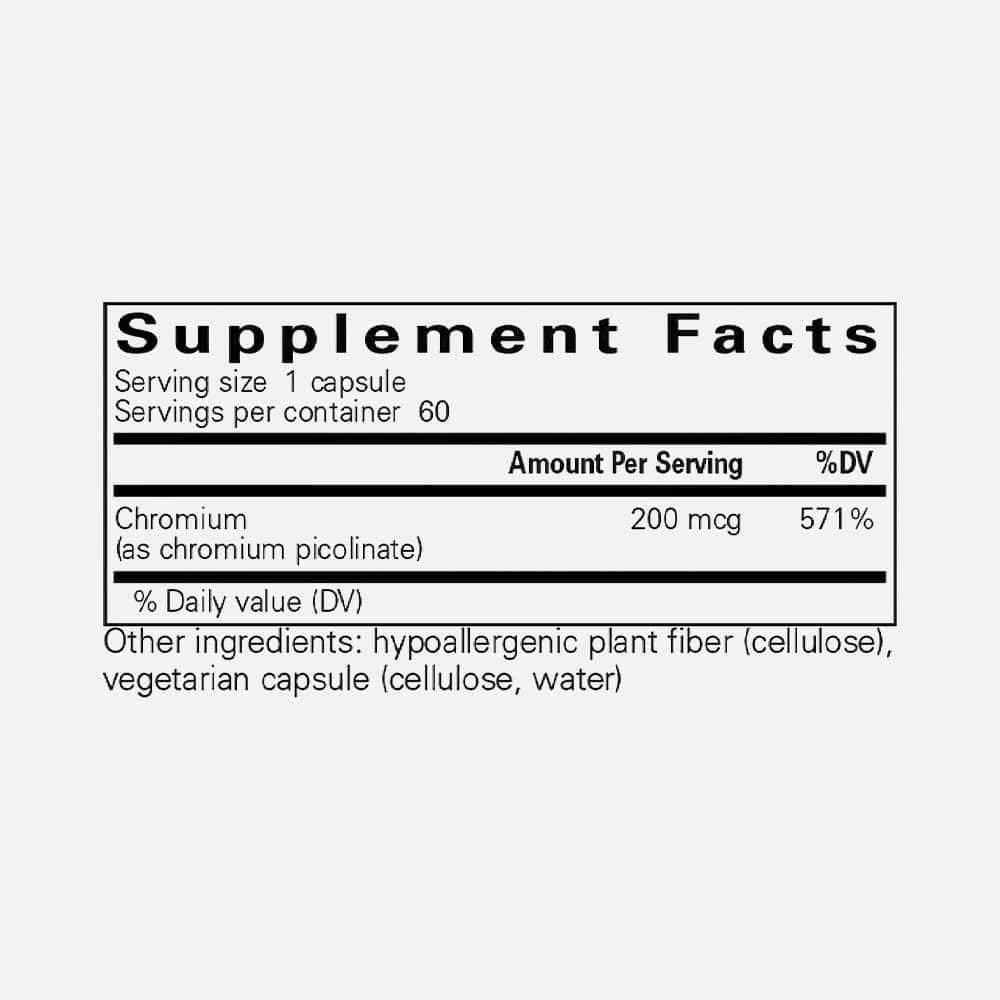 Chromium (Picolinate) 200mcg - 60 Capsules