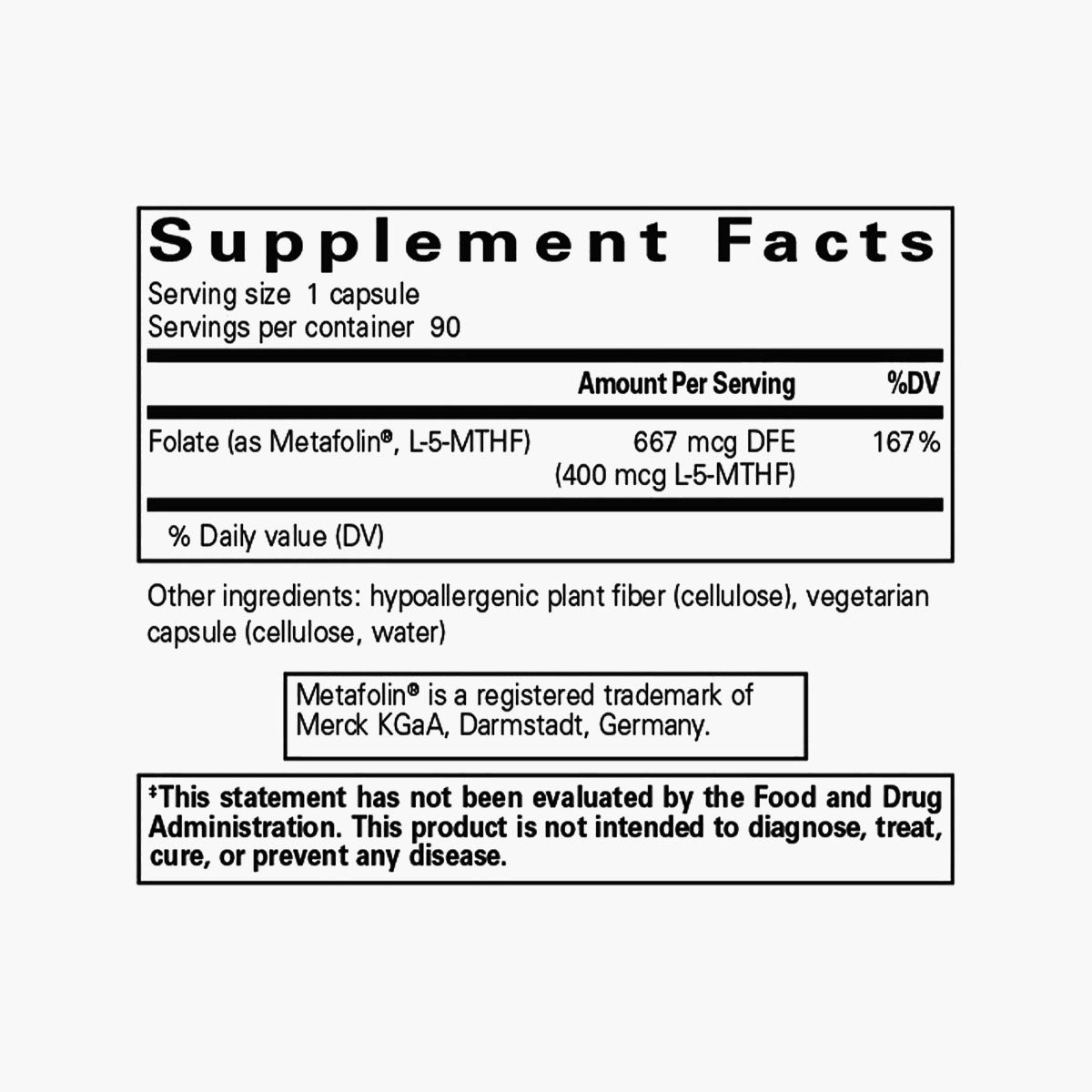 Folate 400mcg (Metafolin L-5-MTHF)