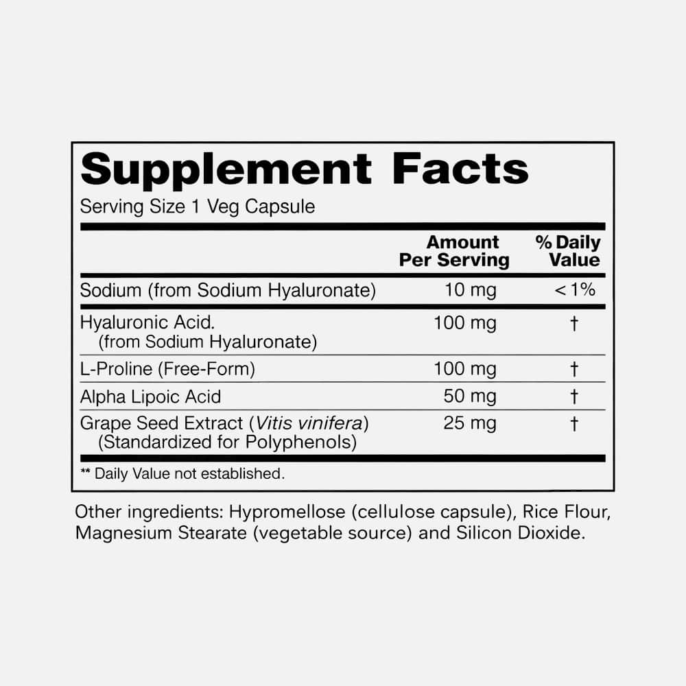 Hyaluronic Acid 100mg - 120 Veg Capsules