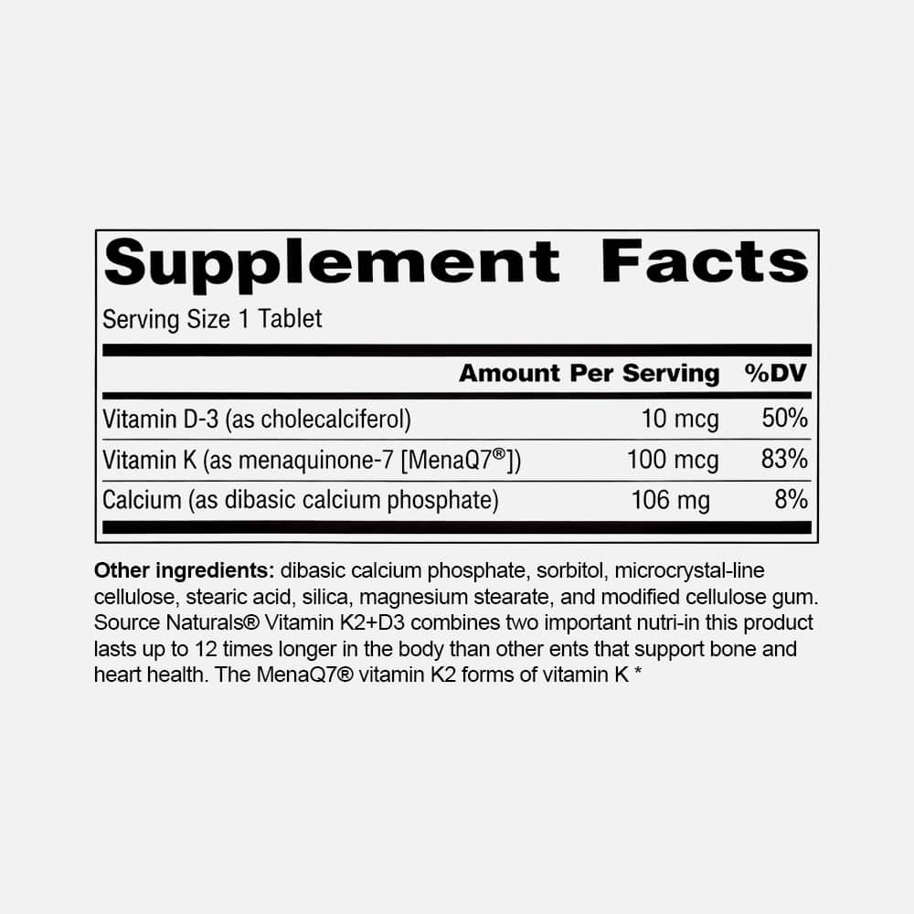 Vitamin K2 + D3 400 IU/100 mcg - 60 Tablets