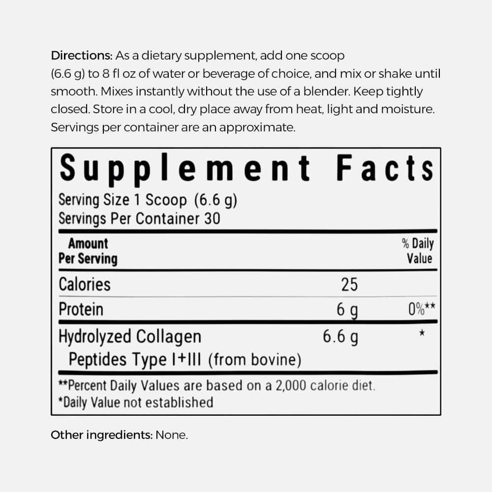 Hydrolyzed Collagen Peptides 6.6g - 28 Servings Powder