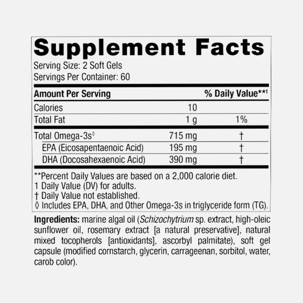 Algae Omega 715mg - 120 Vegan Softgels