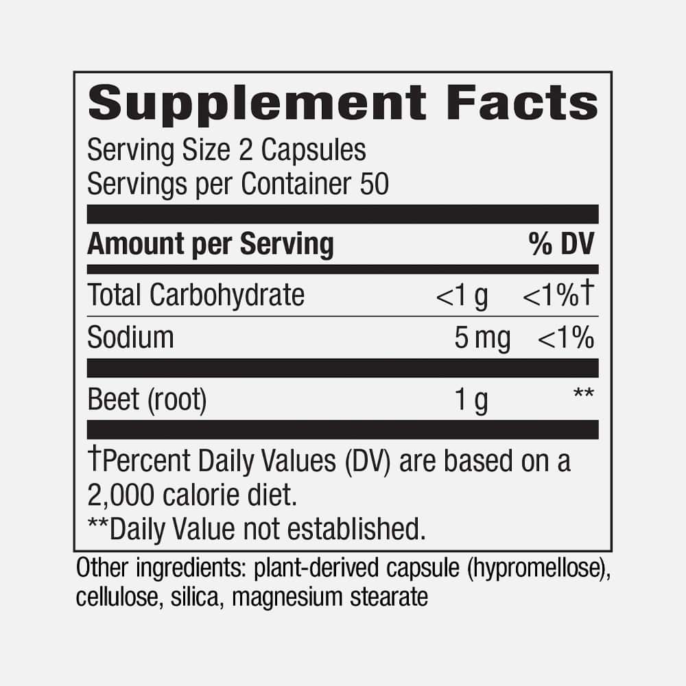 Beet Root 1000mg - 100 Vegetarian Capsules