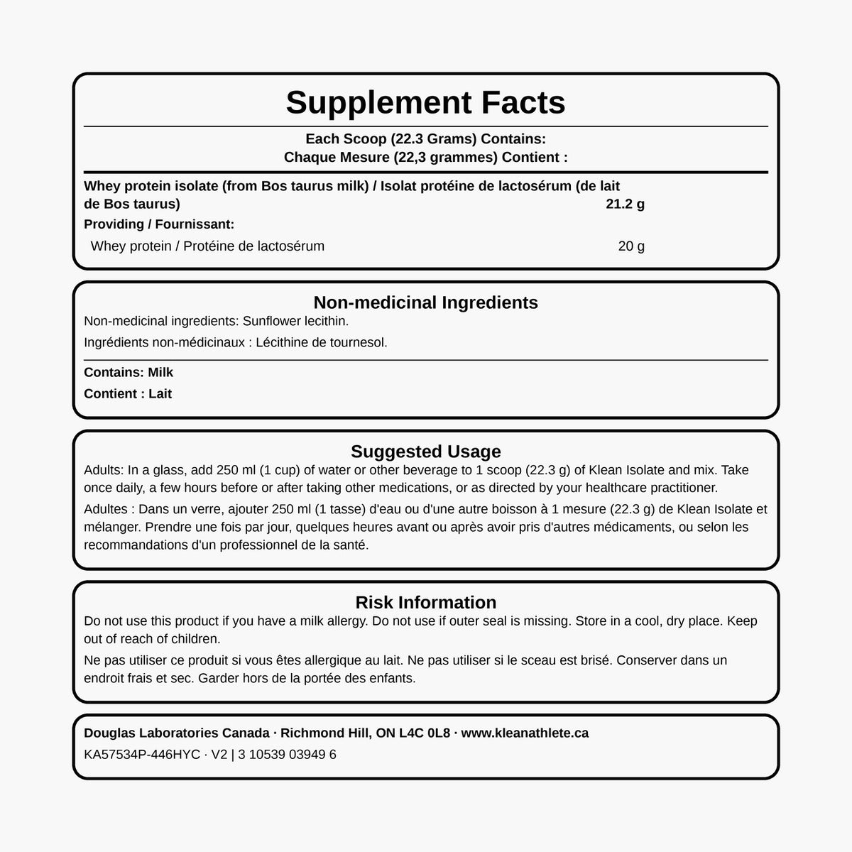 Klean Athlete - Klean Isolate Whey Protein - Unflavored - 20 Servings