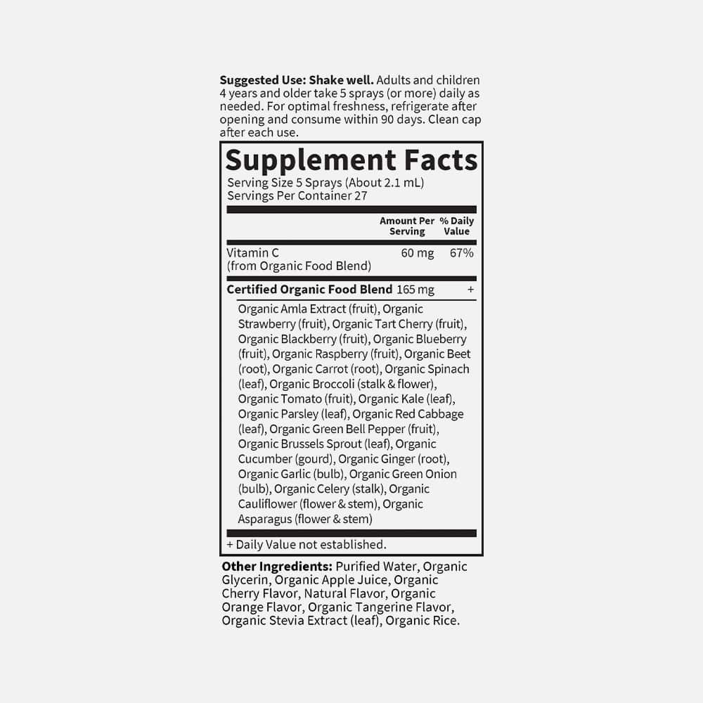 Organic Vitamin C Spray 60mg - 2 fl oz Liquid