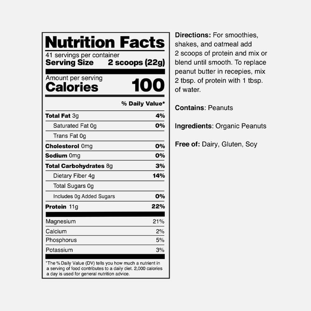 Organic Peanut Butter Protein Powder 11g - 2lb Powder