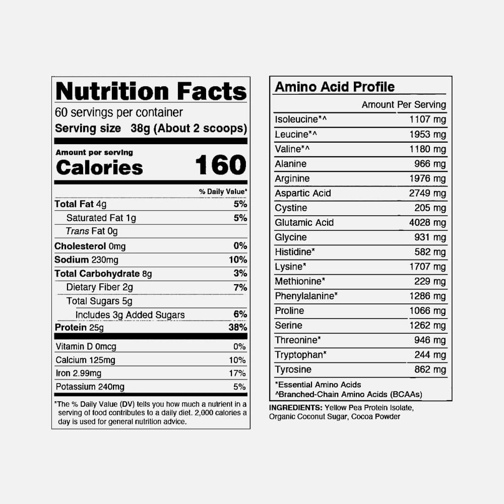 Chocolate Pea Protein Isolate 25g - 5lb Powder