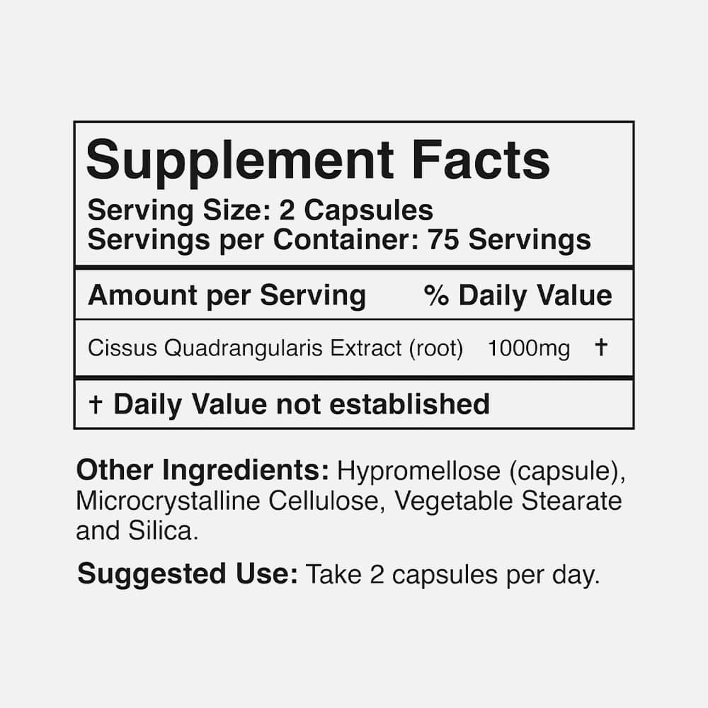 Cissus Quadrangularis Extract 1000mg - 150 Capsules