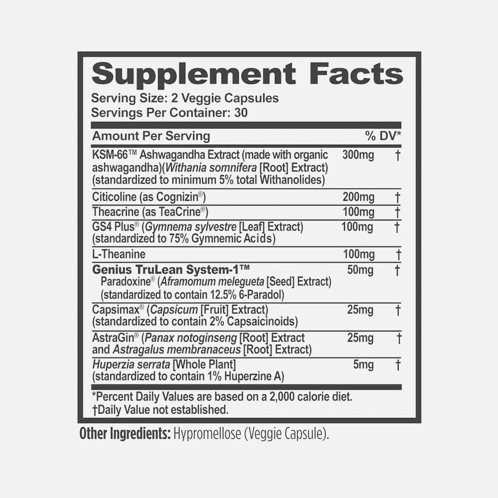 Genius Burn Thermogenic 60mg - 60 Veggie Capsules