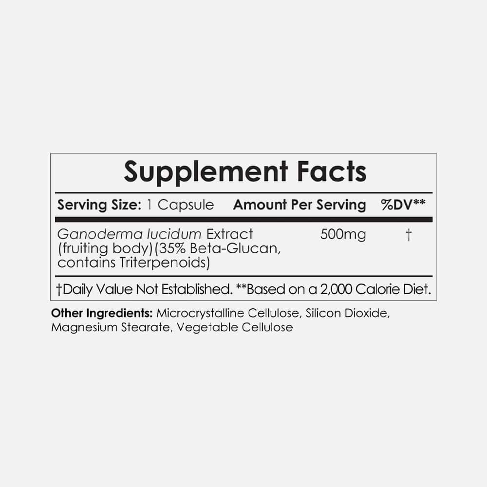 Red Reishi Mushroom Extract 500mg - 180 Capsules