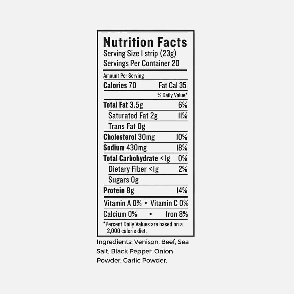Venison & Beef Strips 8g Protein - 20 Snack Strips