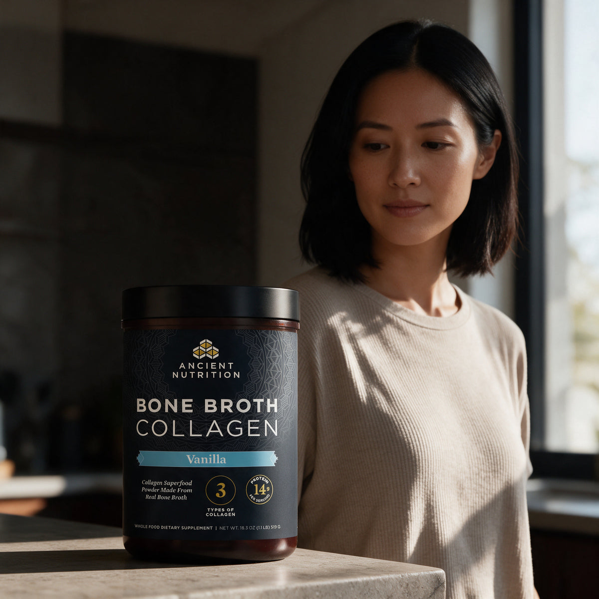 Ancient Nutrition - Bone Broth Collagen - Vanilla - 30 Servings
