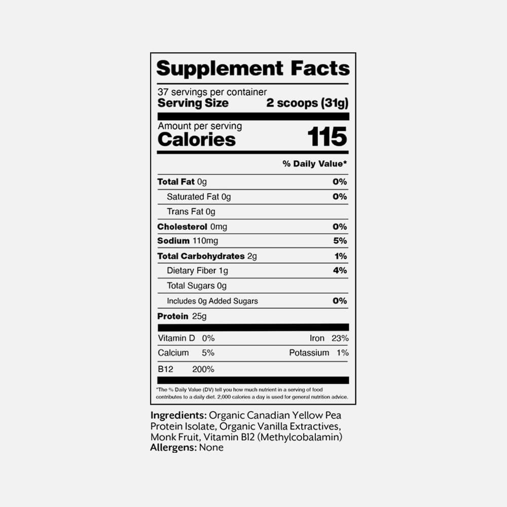 Vegan Pea Protein with Vitamin B12 25g - 35 Servings Powder