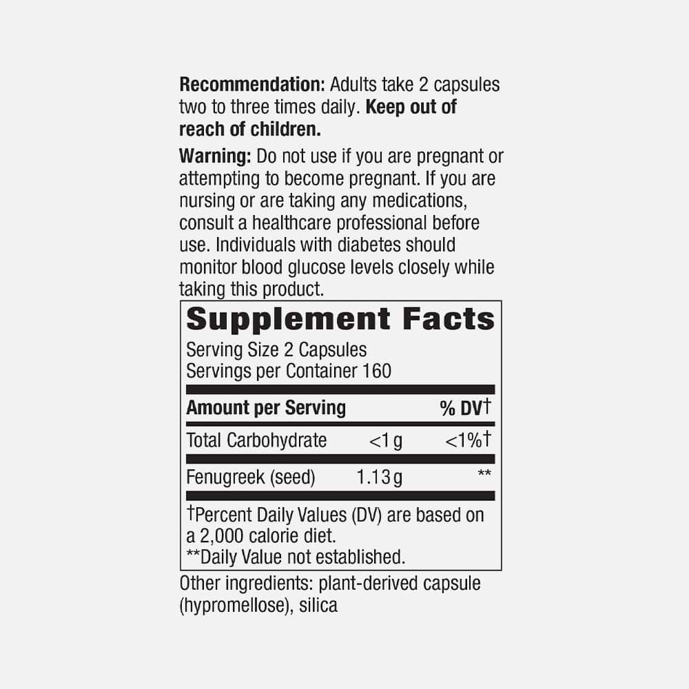 Fenugreek Seed 1130mg - 320 Vegan Capsules