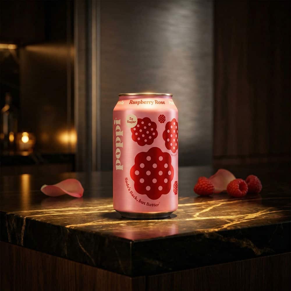 Poppi Prebiotic Soda Raspberry Rose - 12 fl oz Can