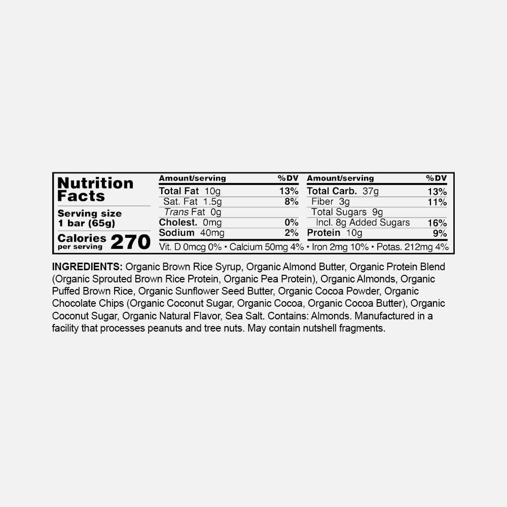 Organic Vegan Protein Bar 2.3oz - 12 Dark Chocolate Almond