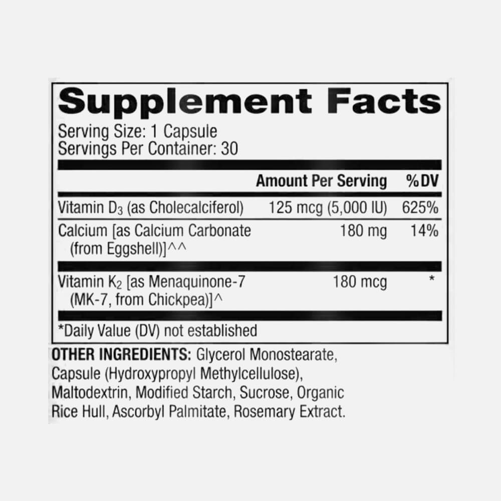 Calcium with Vitamin D3 & K2 30mg - 30 Capsules