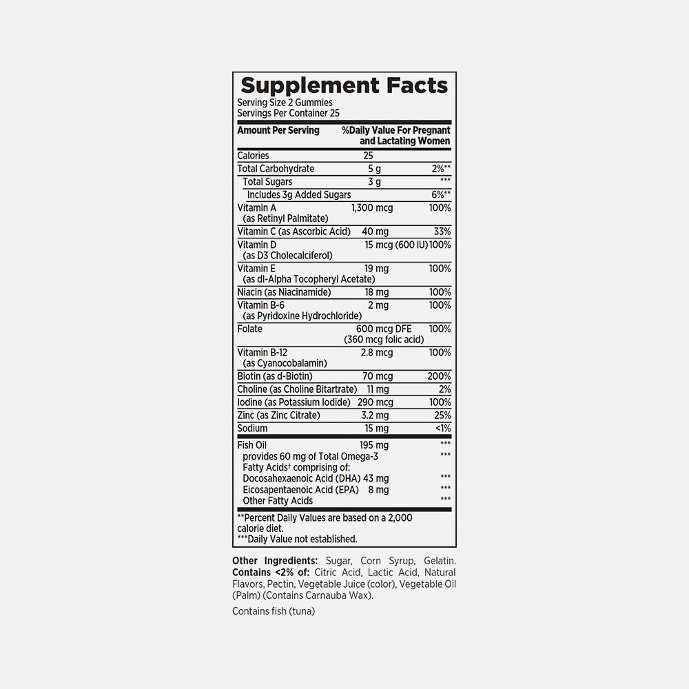 Prenatal Gummies with Folic Acid & DHA - 50 Gummies