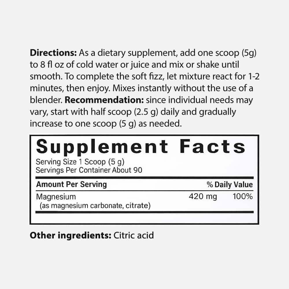 Magnesium (Carbonate & Citrate) 16 oz - 90 Servings Powder